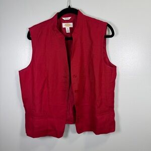 Talbots Vintage Women's Red Linen Vest Sz 16